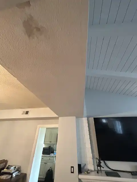 Small soffit water damage repair. Finish items protection, Demolition, drywall hanging, taping, corners application, matching existing texture and clean up. 2026 project photo